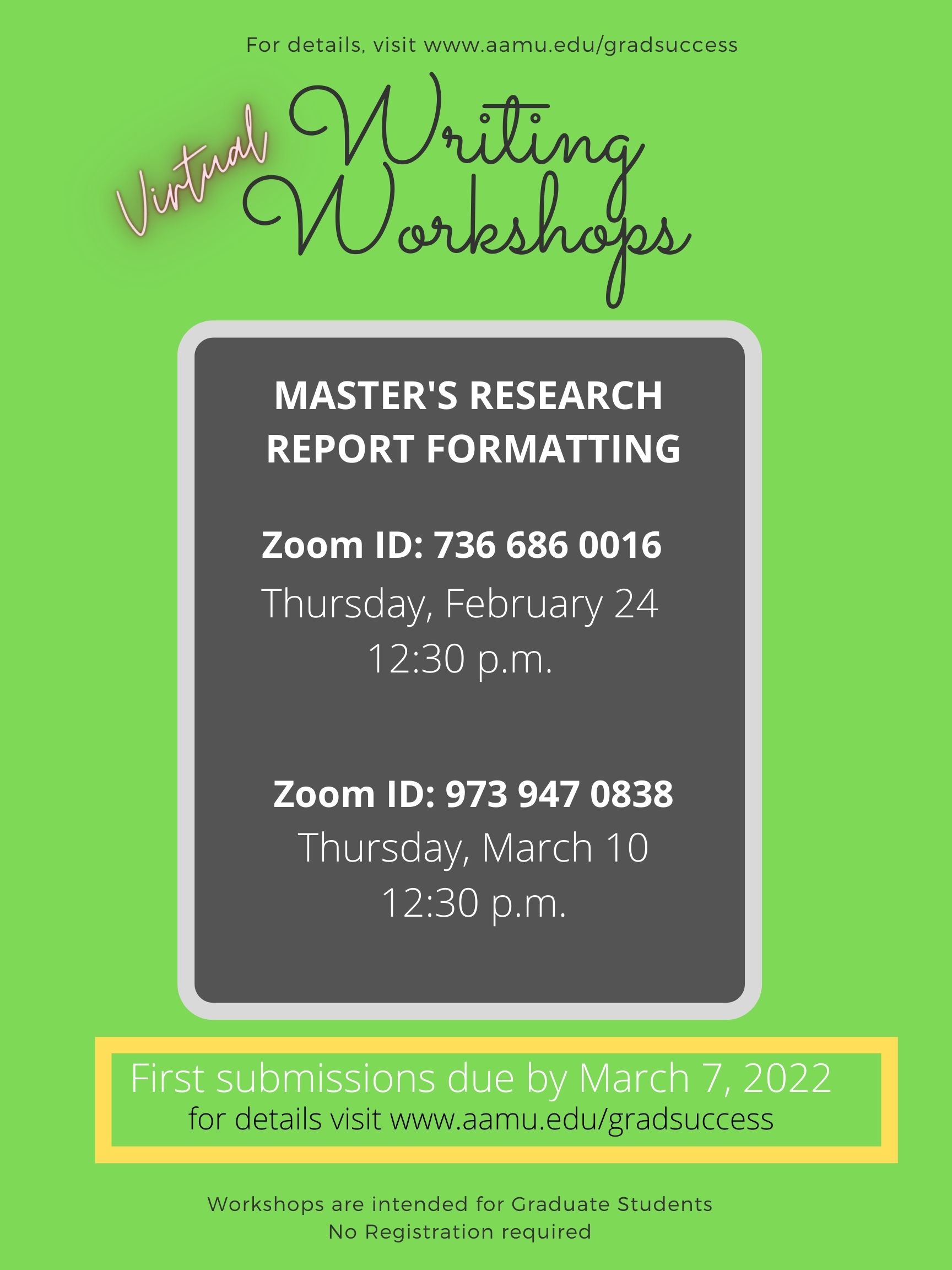 Spring 2022 Virtual Writing Workshop