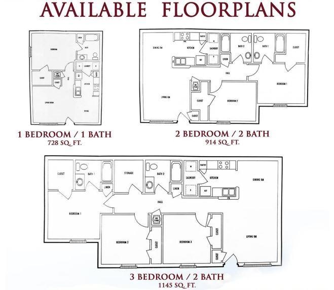 Normal Hills Apartments Available floor plans