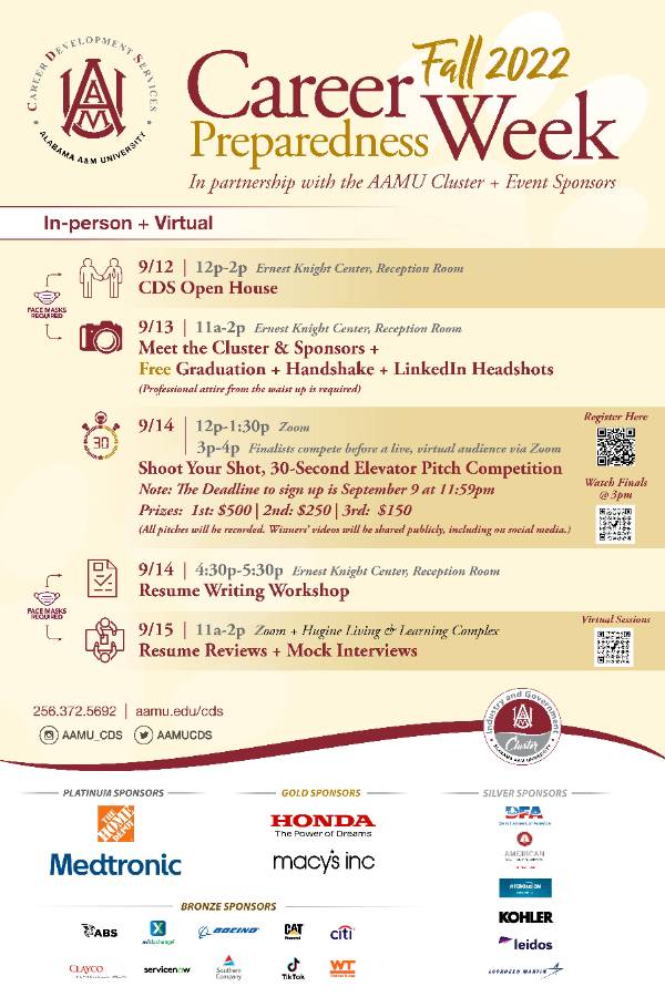 Fall 2022 Career Preparedness Week poster