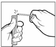 image of hands holding testing swab container and swab in hand